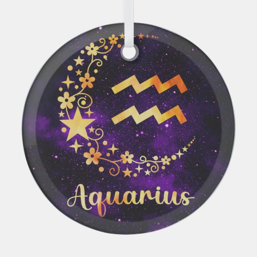 Erstellen Sie Ihre eigenen Lila Celestial Aquarius Ornament Aus Glas (Vorderseite)