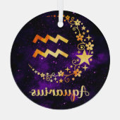 Erstellen Sie Ihre eigenen Lila Celestial Aquarius Ornament Aus Glas (Rückseite)