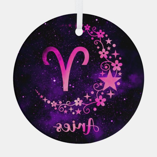 Erstellen Sie Ihre eigenen Lila Himmelsäere Zodiac Ornament Aus Glas (Rückseite)