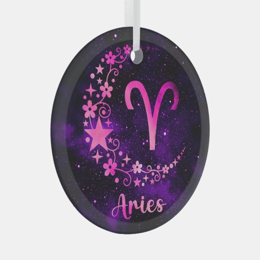 Erstellen Sie Ihre eigenen Lila Himmelsäere Zodiac Ornament Aus Glas (Vorderseite Rechts)