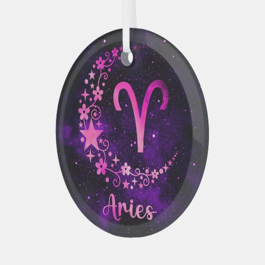 Erstellen Sie Ihre eigenen Lila Himmelsäere Zodiac Ornament Aus Glas (Vorderseite links)