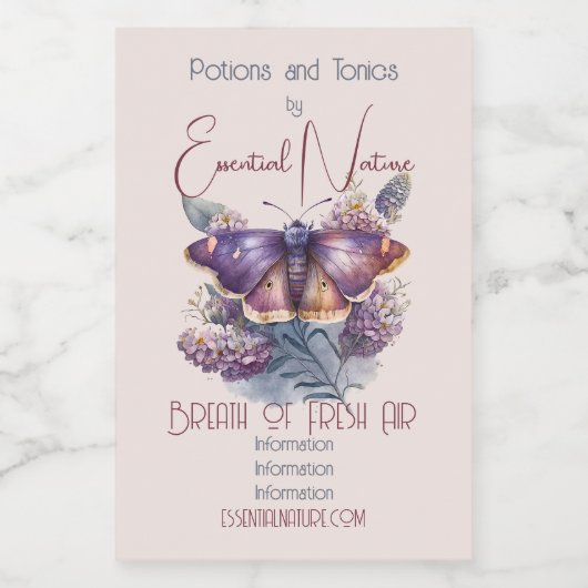 Erstellen Sie Ihre eigenen Lila Moth-Wildblumen Lebensmitteletikett (Einzelnes Label)