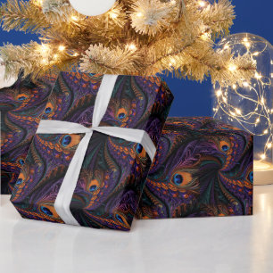 Erstellen Sie Ihre eigenen lila Pfauenfedern Geschenkpapier