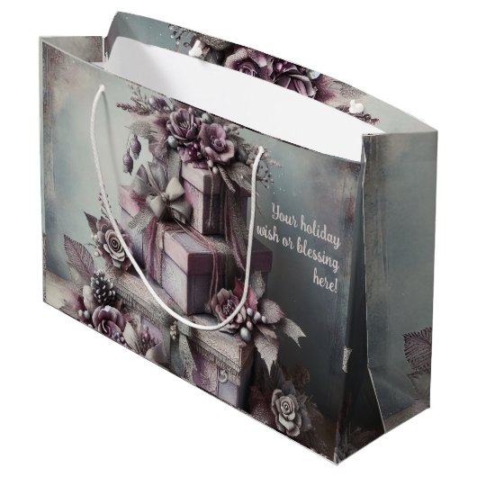 Erstellen Sie Ihre eigenen Lila Rose-Präsentatione Große Geschenktüte (Rückseite Schrägansicht)