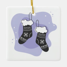 Erstellen Sie Ihre eigenen Lila Strümpfe Weihnacht Keramikornament