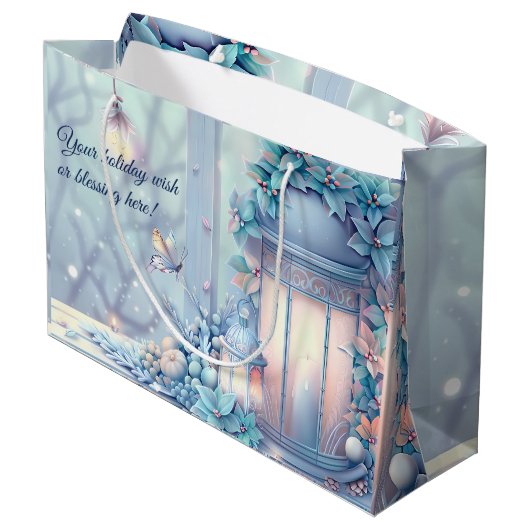 Erstellen Sie Ihre eigenen Lila Weihnachtslanterns Große Geschenktüte (Rückseite Schrägansicht)