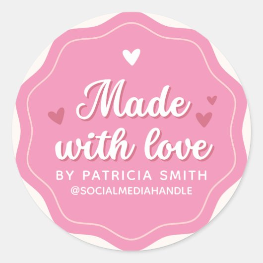 Erstellen Sie Ihre eigenen Made mit Liebe niedlich Runder Aufkleber (Vorderseite)
