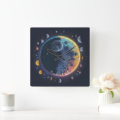 Erstellen Sie Ihre eigenen magischen Regenbogenmon Quadratische Wanduhr (Zuhause)