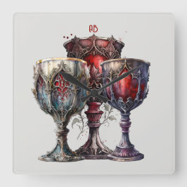 Erstellen Sie Ihre eigenen mittelalterlichen roten Quadratische Wanduhr