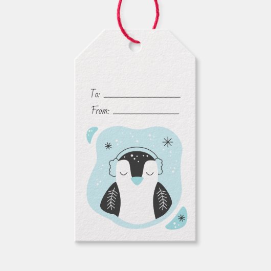 Erstellen Sie Ihre eigenen Niedlichen Pinguin Blue Geschenkanhänger (Vorderseite)