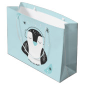 Erstellen Sie Ihre eigenen Niedlichen Pinguin Blue Große Geschenktüte (Rückseite Schrägansicht)