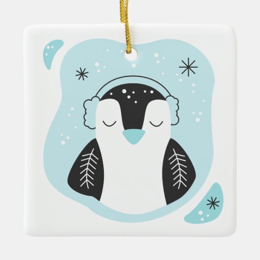 Erstellen Sie Ihre eigenen Niedlichen Pinguin Blue Keramikornament (Vorderseite)
