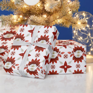 Erstellen Sie Ihre eigenen Nordic Red & Gold Folk Geschenkpapier