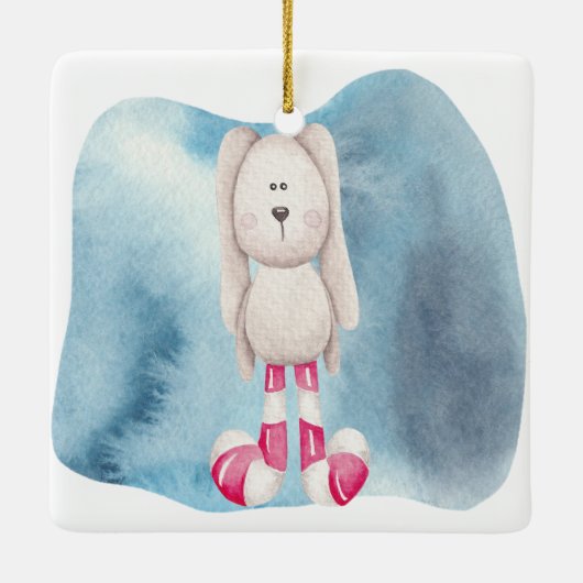 Erstellen Sie Ihre eigenen Peppermint Bunny Rabbit Keramikornament (Rückseite)