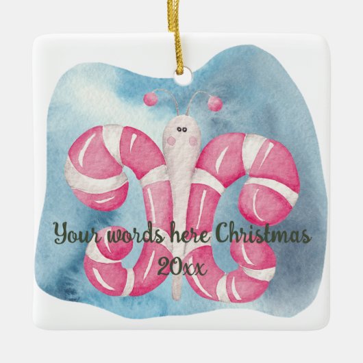 Erstellen Sie Ihre eigenen Peppermint-Schmetterlin Keramikornament (Vorderseite)