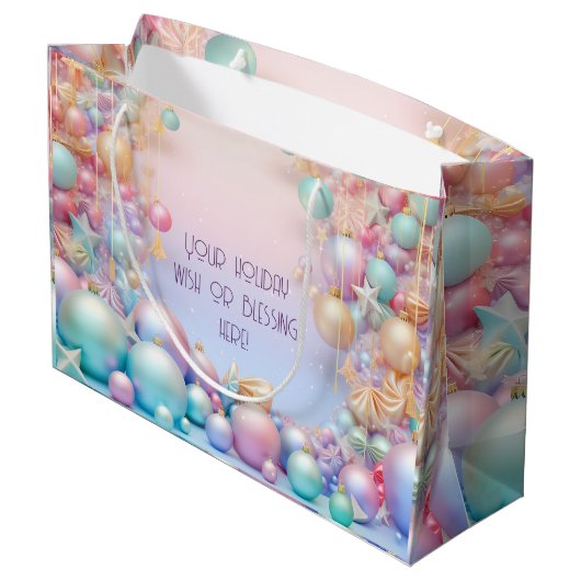 Erstellen Sie Ihre eigenen Rainbow Christmas Baubl Große Geschenktüte (Rückseite Schrägansicht)