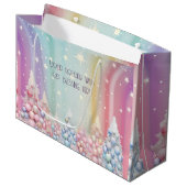 Erstellen Sie Ihre eigenen Regenbogenweihnachtsbäu Große Geschenktüte (Vorderseite Schrägansicht)