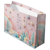 Erstellen Sie Ihre eigenen Regenbogenweihnachtsbäu Große Geschenktüte (Vorderseite Schrägansicht)