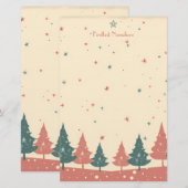 Erstellen Sie Ihre eigenen Retro-Himmels-Yule-Bäum Briefpapier (Vorne/Hinten)