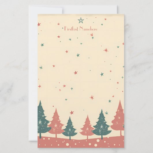 Erstellen Sie Ihre eigenen Retro-Himmels-Yule-Bäum Briefpapier (Vorderseite)
