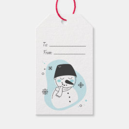 Erstellen Sie Ihre eigenen Retro Snowman Blue Weih Geschenkanhänger