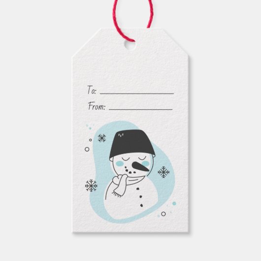 Erstellen Sie Ihre eigenen Retro Snowman Blue Weih Geschenkanhänger (Vorderseite)