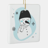 Erstellen Sie Ihre eigenen Retro Snowman Blue Weih Keramikornament (Rechts)