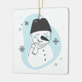 Erstellen Sie Ihre eigenen Retro Snowman Blue Weih Keramikornament (Links)