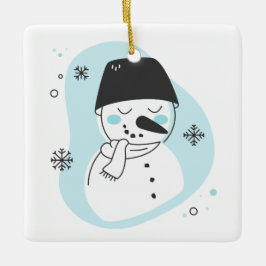 Erstellen Sie Ihre eigenen Retro Snowman Blue Weih Keramikornament