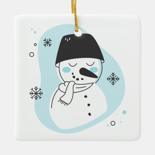 Erstellen Sie Ihre eigenen Retro Snowman Blue Weih Keramikornament (Vorderseite)