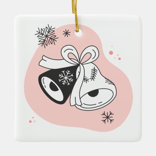 Erstellen Sie Ihre eigenen Retro Weihnachtsglocken Keramikornament (Vorderseite)