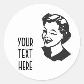 ERSTELLEN SIE IHRE EIGENEN RETRO WINK LADY GIFTS RUNDER AUFKLEBER