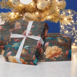 Erstellen Sie Ihre eigenen romantischen blauen Vög Geschenkpapier