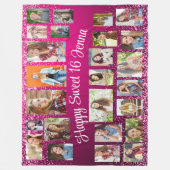 Erstellen Sie Ihre eigenen rosa 25 Foto Happy Swee Fleecedecke (Vorderseite)