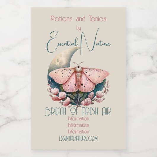 Erstellen Sie Ihre eigenen rosa Mondmotten und Blu Lebensmitteletikett (Einzelnes Label)