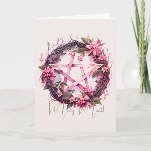 Erstellen Sie Ihre eigenen rosa Pentagramm-Blume Karte (Vorderseite)