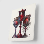 Erstellen Sie Ihre eigenen roten gotischen Chalice Quadratische Wanduhr (Winkel)