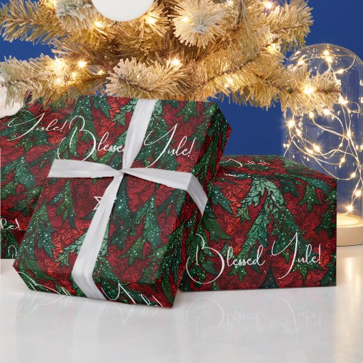 Erstellen Sie Ihre eigenen roten grünen Yule-Tanne Geschenkpapier (Feiertage)