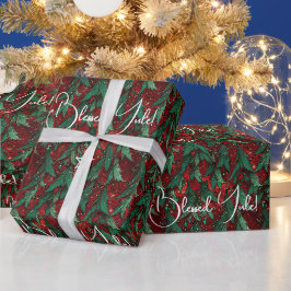 Erstellen Sie Ihre eigenen roten grünen Yule-Tanne Geschenkpapier