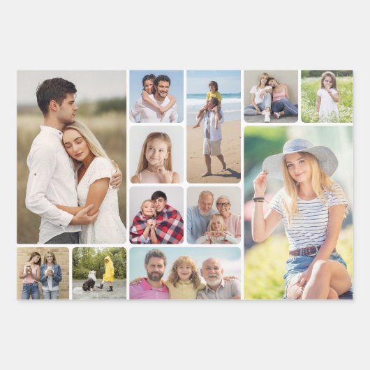 Erstellen Sie Ihre eigenen Rundecken 12 FotoCollag Geschenkpapier Set (Vorderseite 3)