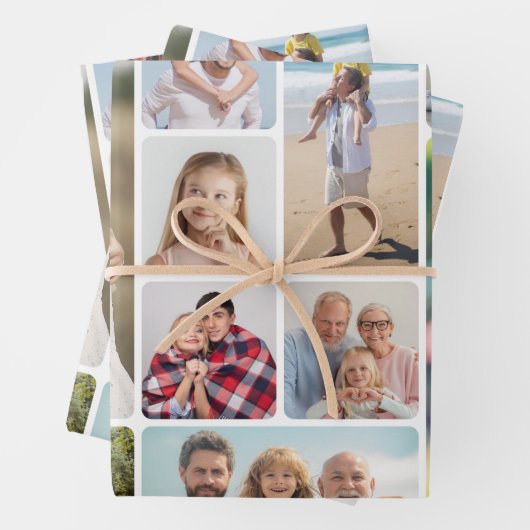 Erstellen Sie Ihre eigenen Rundecken 12 FotoCollag Geschenkpapier Set (Beispiel)