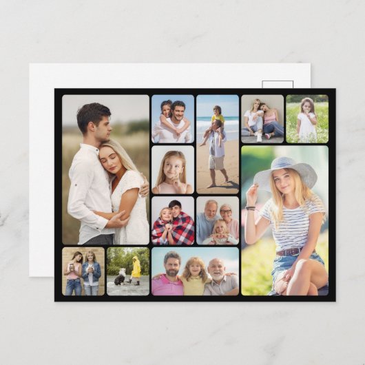 Erstellen Sie Ihre eigenen Rundecken 12 FotoCollag Postkarte (Vorne/Hinten)