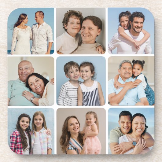 Erstellen Sie Ihre eigenen Rundecken 9 FotoCollage Getränkeuntersetzer (Vorderseite)