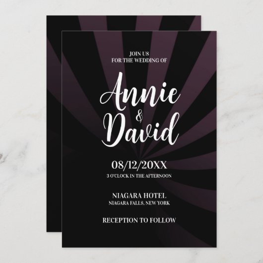 Erstellen Sie Ihre eigenen Schattenstreifen-Hochze Einladung (Vorne/Hinten)
