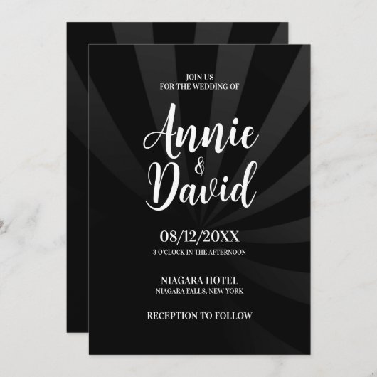 Erstellen Sie Ihre eigenen Schattenstreifen-Hochze Einladung (Vorne/Hinten)