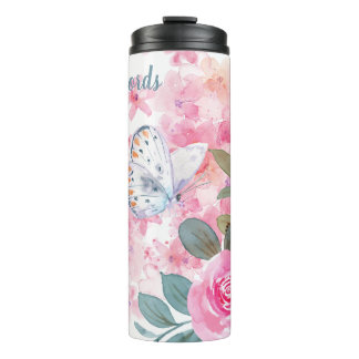 Erstellen Sie Ihre eigenen Schmetterlinge und Rosa Thermosbecher
