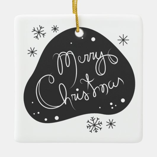 Erstellen Sie Ihre eigenen Schwarz & Weiß frohe We Keramikornament (Vorderseite)