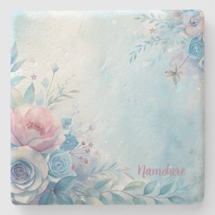 Erstellen Sie Ihre eigenen Shabby Chic blaue rosa  Steinuntersetzer
