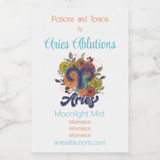 Erstellen Sie Ihre eigenen Sterne Floral Aries Zod Weinetikett (Einzelnes Label)