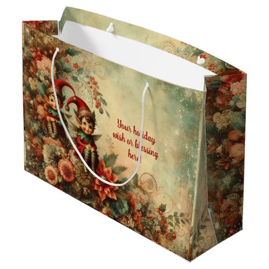 Erstellen Sie Ihre eigenen Viktorianischen Blumenw Große Geschenktüte (Rückseite Schrägansicht)